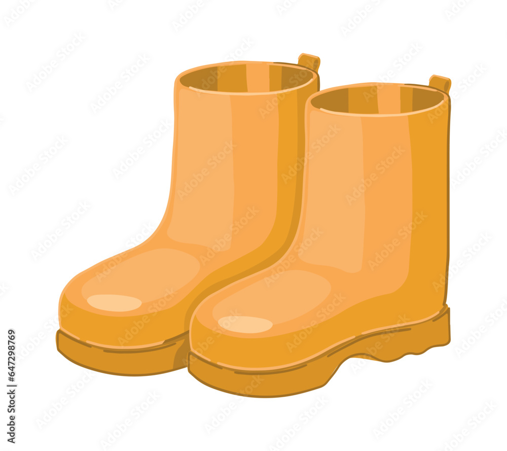 Doodle of rubber boots. Cartoon clipart of rainy weather accessory. Contemporary vector illustration isolated on white background. Doodle of rubber boots. Cartoon clipart of rainy weather accessory. Contemporary vector illustration isolated on white background.
