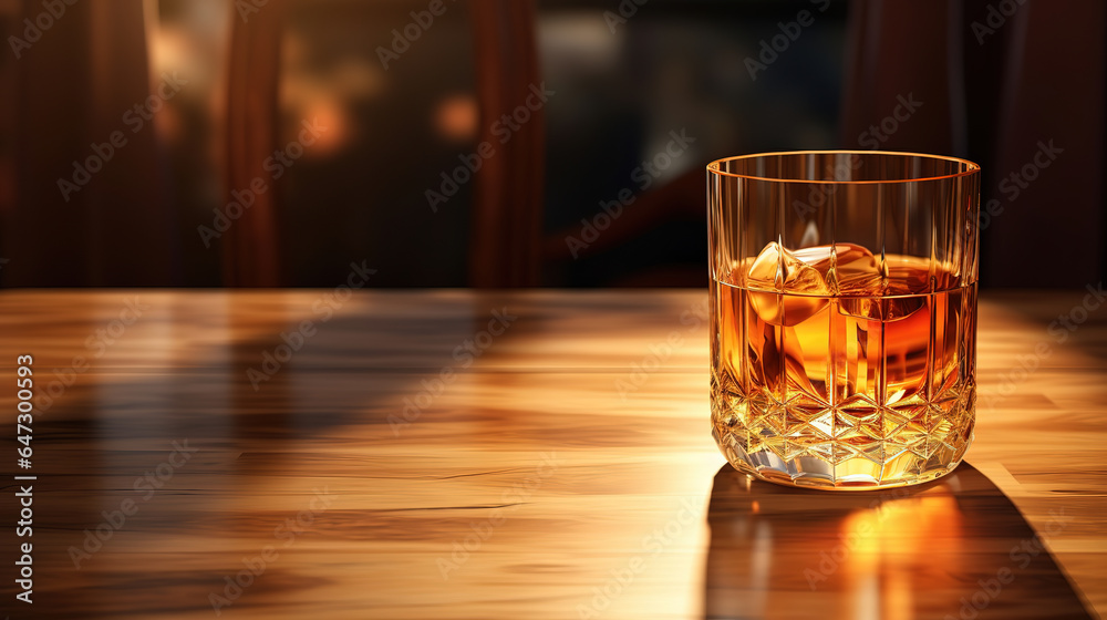 glass of whisky is sitting on a table in the background, generative ai glass of whisky is sitting on a table in the background, generative ai