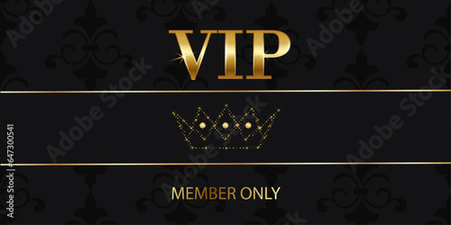 VIP gift card template with crown in glitter effect