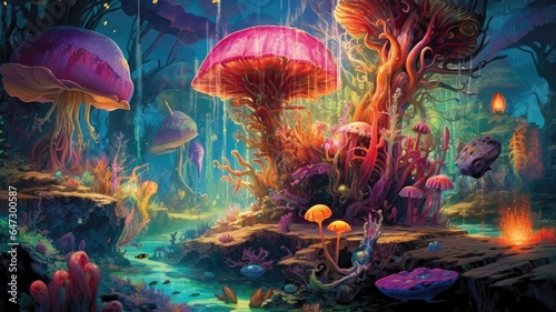 Exploring a Surreal Underwater World. Sea Creatures  Coral Reefs  and Otherworldly Landscapes