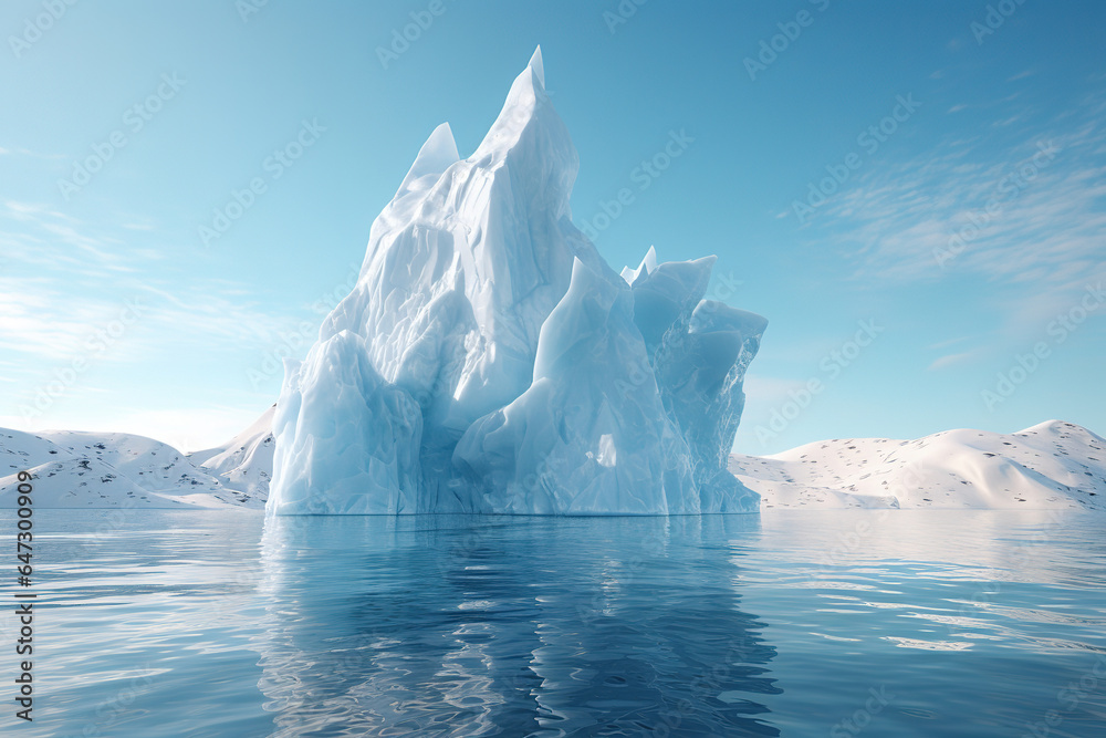 iceberg floats in the water, generative ai - obrazy, fototapety, plakaty 