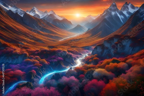 a mesmerizing image of a magical tapestry stretching across an expansive landscape - AI Generative © Being Imaginative
