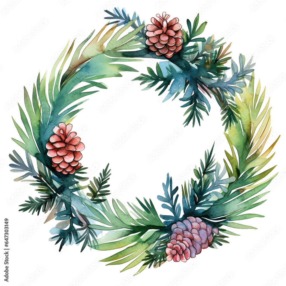 Fototapeta premium circle Watercolor Flower border.