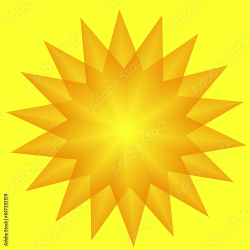 Vector abstract pattern in the form of a golden star on a yellow background
