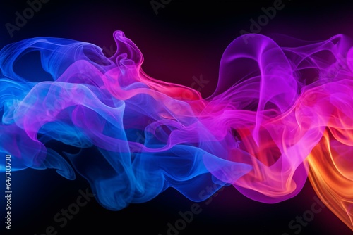 Abstract neon smoke art. Generative AI © Miriam