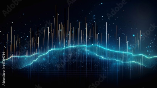 New age of Big data visualization. Stock market graph and bar chart price display. Data on live computer screen.  Abstract financial background trade colorful. Data flow concept.