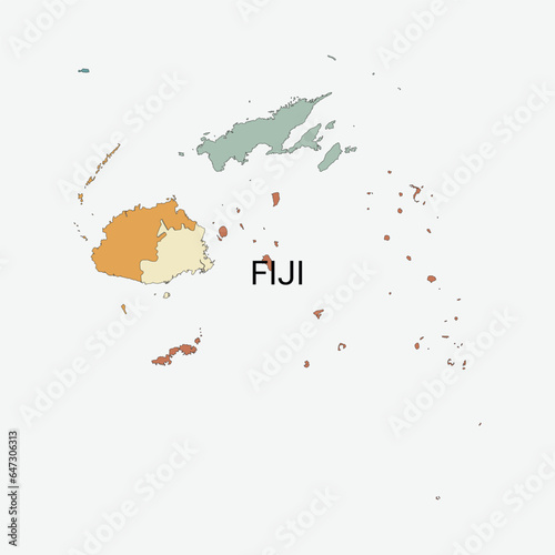 Fiji vector map with administrative divisions