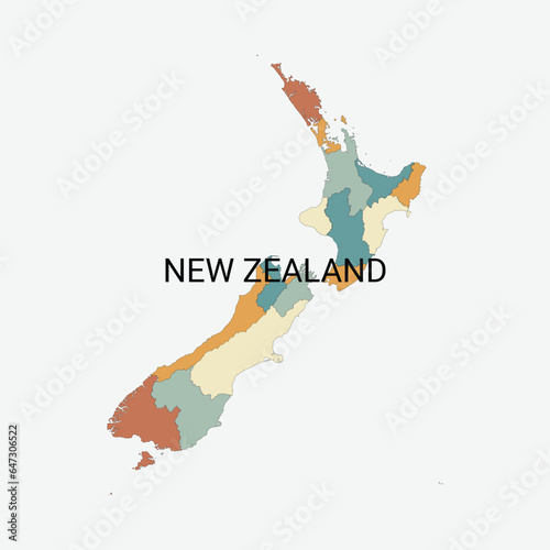 New Zealand vector map with administrative divisions