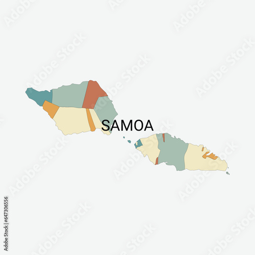Samoa vector map with administrative divisions