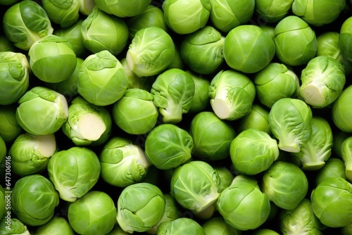 Raw brussels sprouts as background.