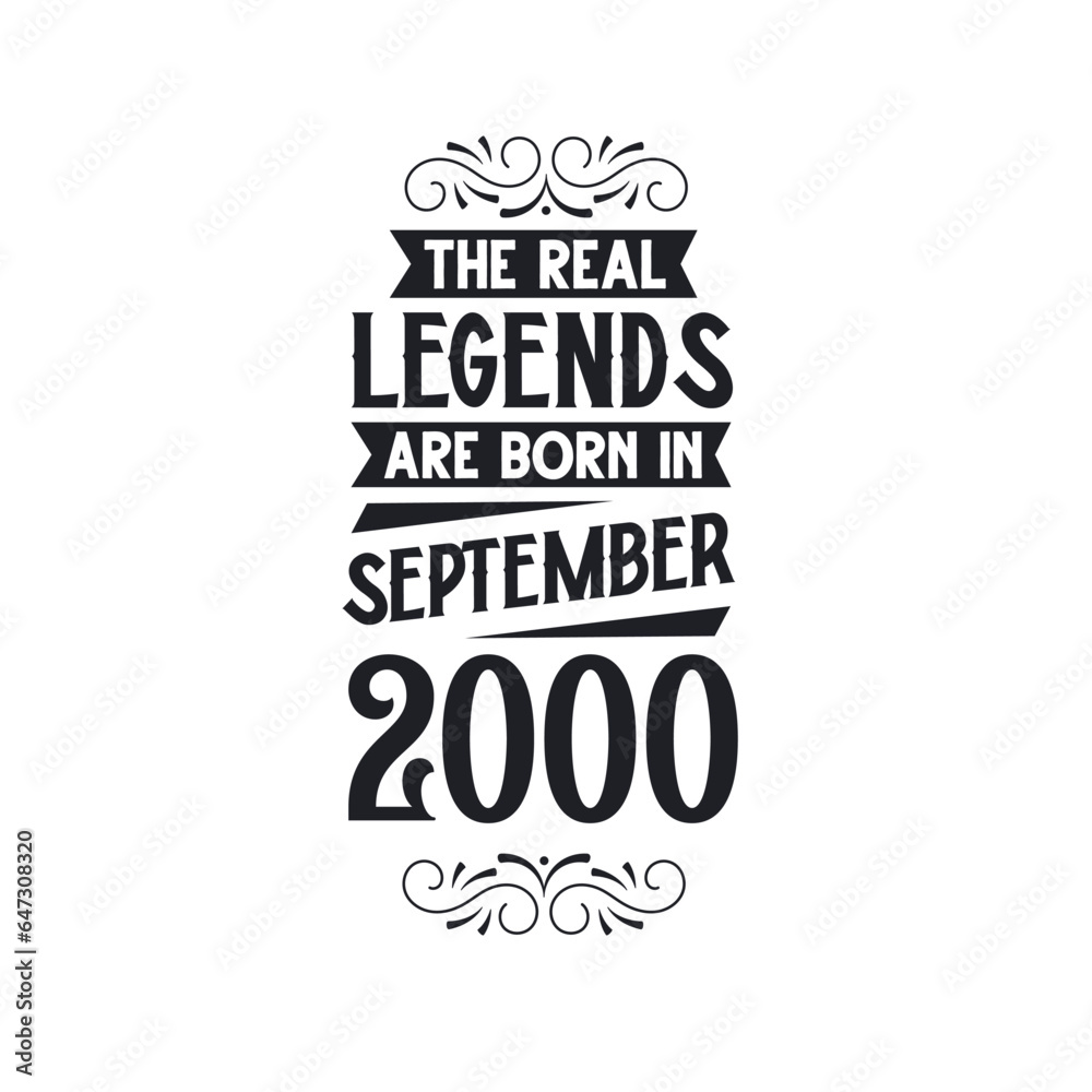 Fototapeta premium Born in September 2000 Retro Vintage Birthday, real legend are born in September 2000