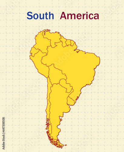 blank map of South America printable yellow color map of South America
