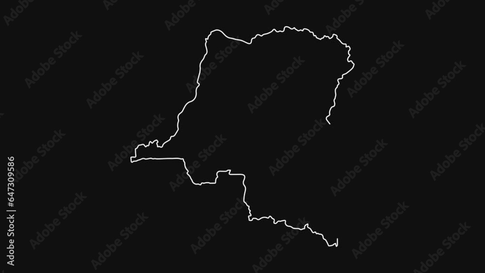 Congo map animation line. Black line animation letters drawing on a white background. Congo map animation line. Black line animation letters drawing on a white background.