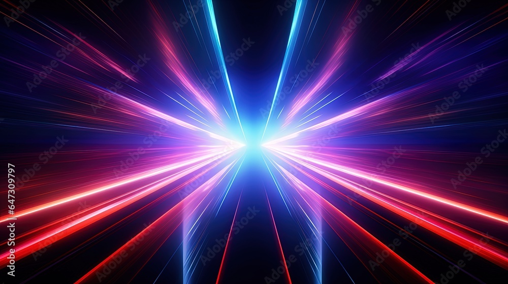 Flash movement of light, neon tunnel. Generation AI