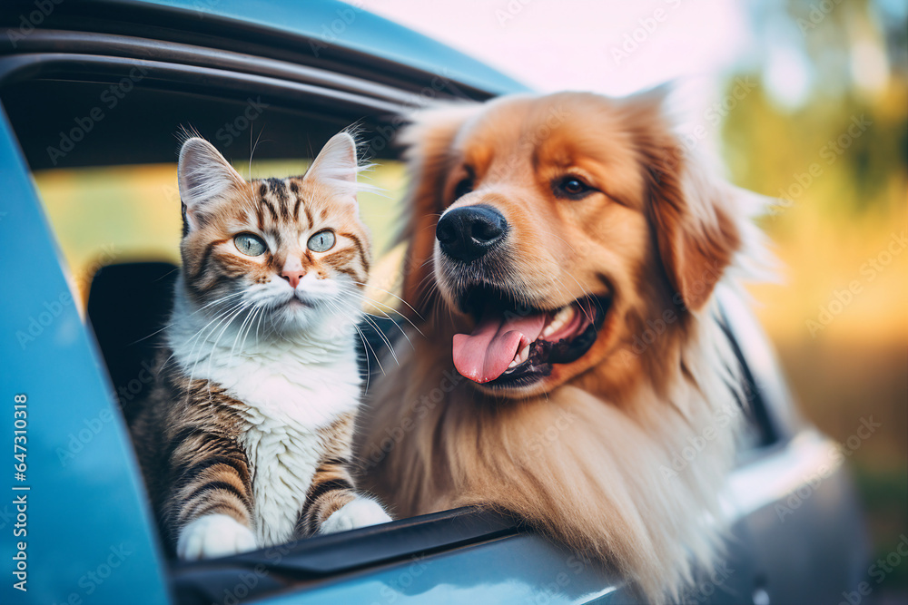 Generative AI photography of a beautiful happy best friend cat and dog ...