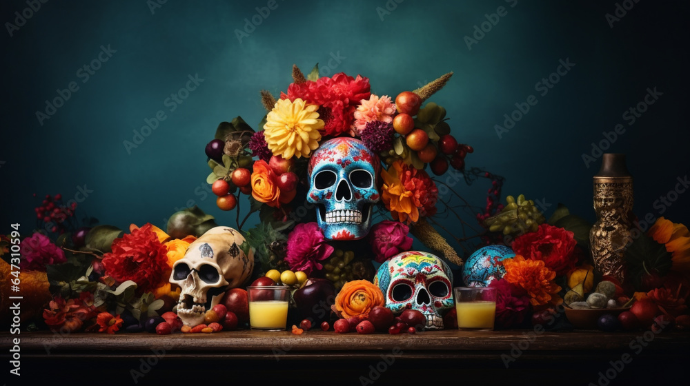 Day of the Dead composition with copy space