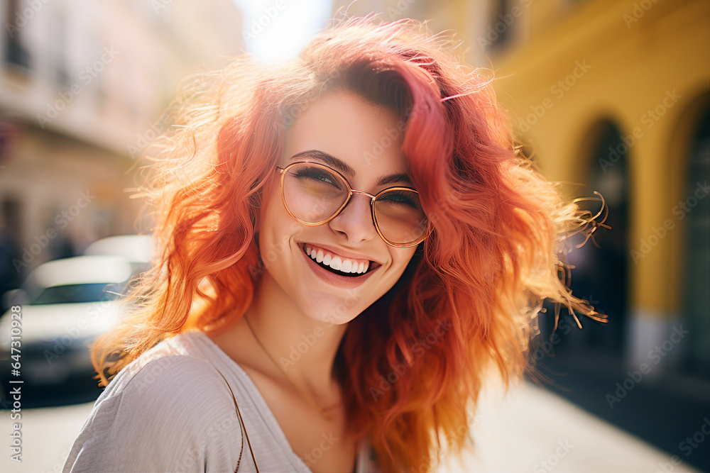 Young woman on the street having walk Generative AI picture Young woman on the street having walk Generative AI picture