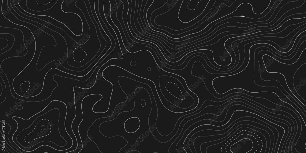 Abstract wave curved lines topographic contours map background. Abstract geographic wavy and curve grid lines map background.