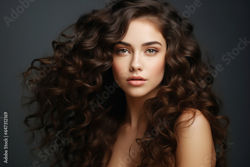 Generative AI picture of young attractive woman model with stunning flattering long hairstyle