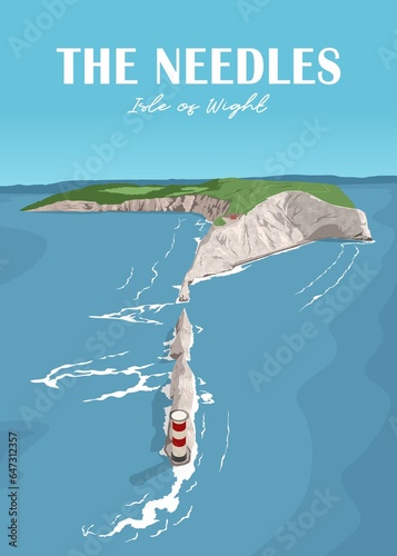 Wall Mural The best view in illustration vector in the needles isle of wight