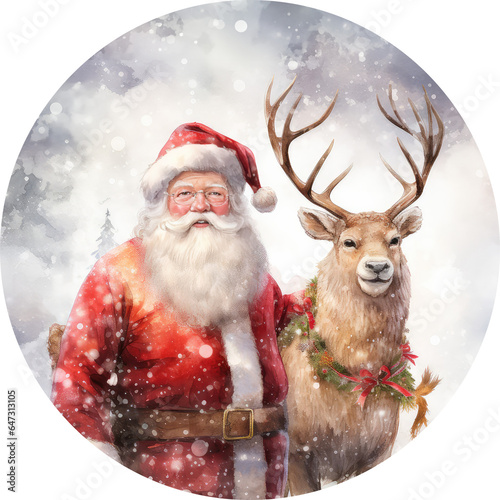 Watercolor Santa Claus illustration Clipart generative AI