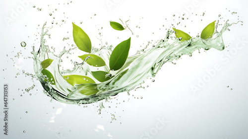 Splash twister of tea with tea leaf on splash isolated, advertisement element, with white background Ai image generative
