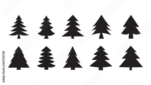 Set of Christmas trees icons, modern flat design. Vector