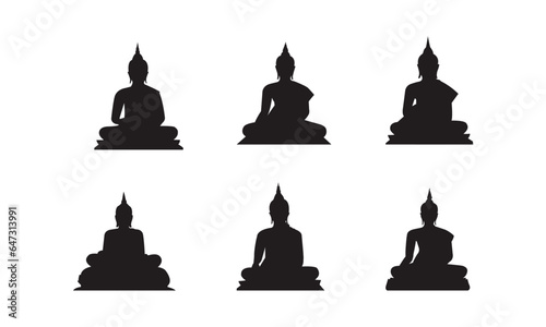 set of statue buddha logo icon