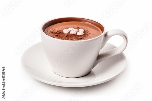 Cup of hot chocolate isolated on white background. Generative AI