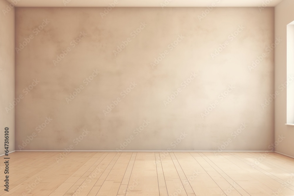 Empty light room with beige wall. Generative AI