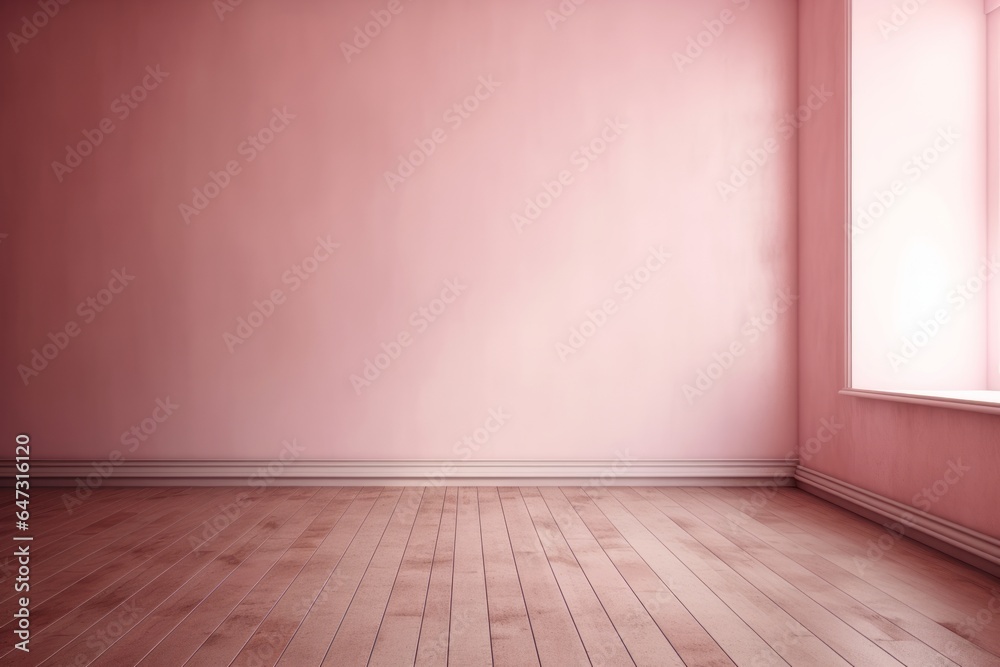 Empty light pink room with floor. Generative AI Empty light pink room with floor. Generative AI