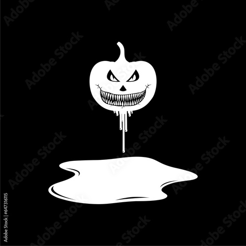 Bloody Scary Pumpkin, can use for Sign, Icon, Symbol and Halloween Theme Poster, Art Illustration for Movie with genre Horror or Mystery. Vector Illustration