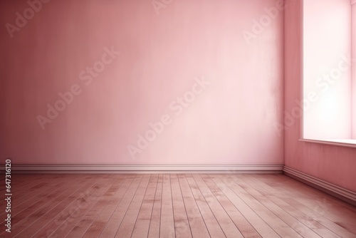 Empty light pink room with floor. Generative AI