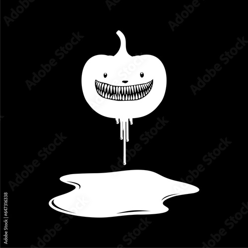Bloody Scary Pumpkin, can use for Sign, Icon, Symbol and Halloween Theme Poster, Art Illustration for Movie with genre Horror or Mystery. Vector Illustration