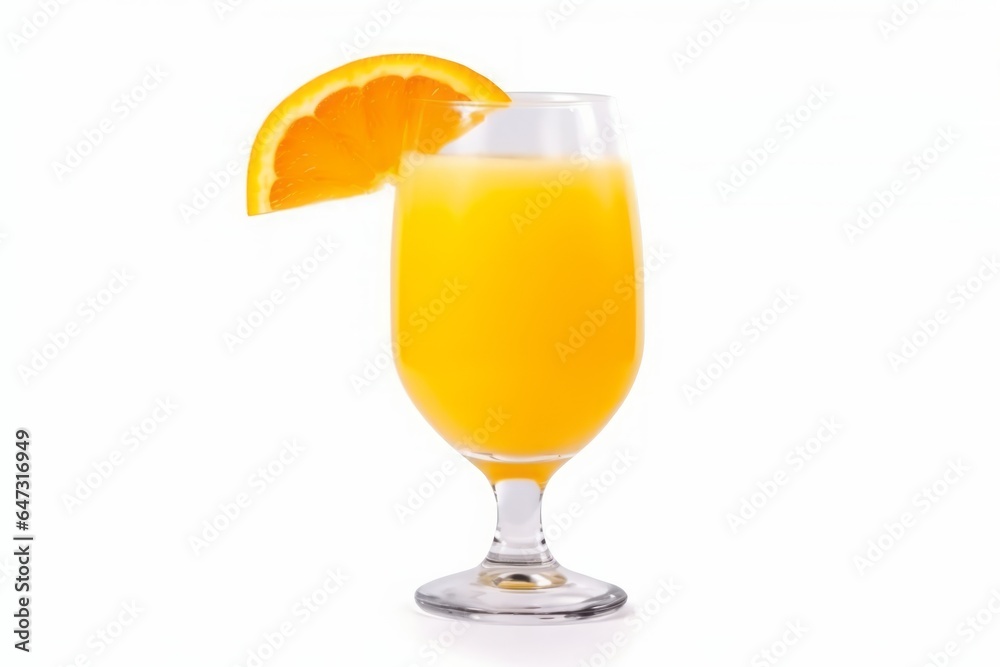 Glass of orange juice on white background. Generative AI Glass of orange juice on white background. Generative AI