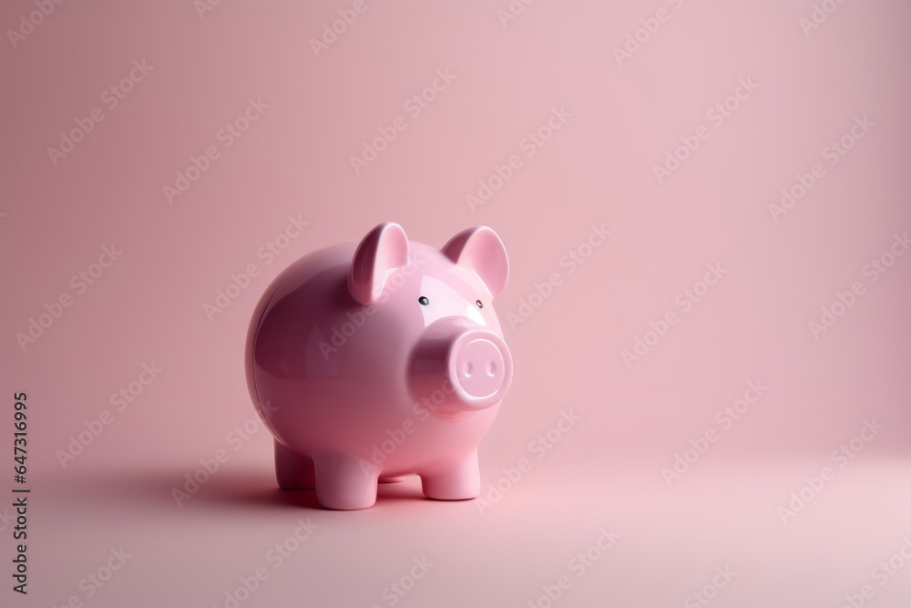 Piggy bank on pink background. Generative AI