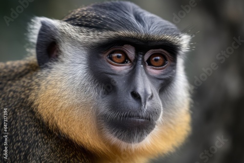 Portrait of guenon monkey. Generative AI © KaterynaVS