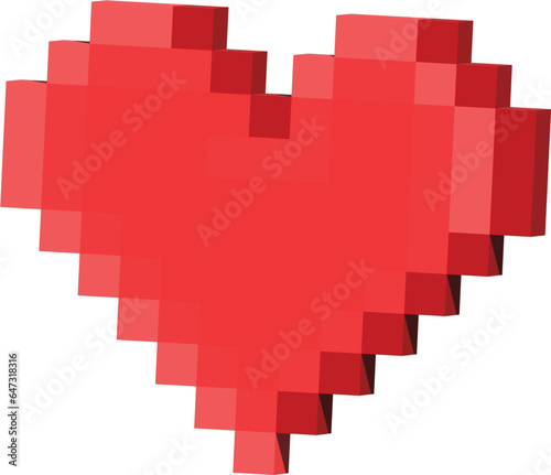 red heart made of cubes 8 bit