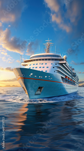 Luxury passenger cruise ship in the ocean, vacation at sea
