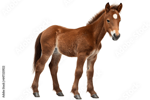 Portrait of a Young Mini Horse isolated on a transparent background, Generative Ai