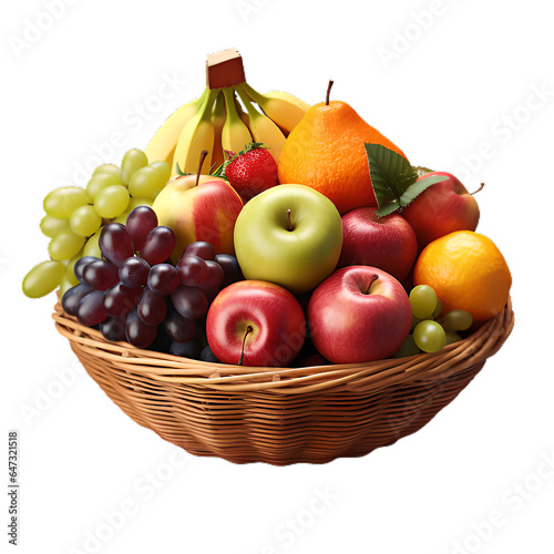 fruits in basket, on a transparent background 