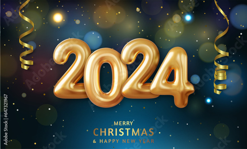 3d Happy New Year 2024 background.