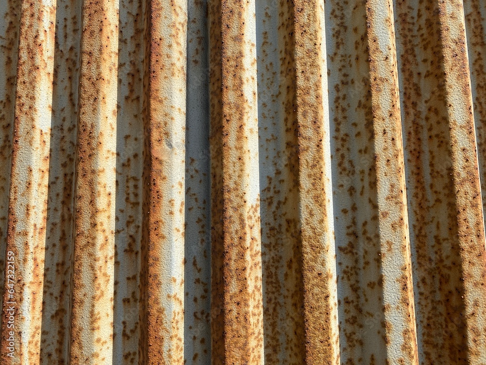 Corroded zinc on the walls of the building