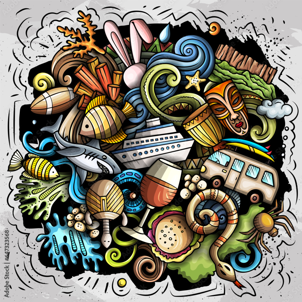 Australia cartoon vector doodle illustration