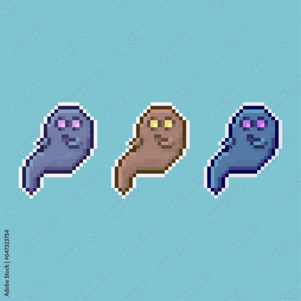 Pixel art sets of ghost with variation color items asset. simple ghost halloween for dugeon items on pixelated style.8bits perfect for game asset or design asset element for your game design asset Pixel art sets of ghost with variation color items asset. simple ghost halloween for dugeon items on pixelated style.8bits perfect for game asset or design asset element for your game design asset