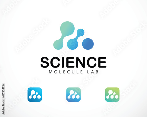 molecule logo creative science lab design concept mountain tech connect network biology icon design