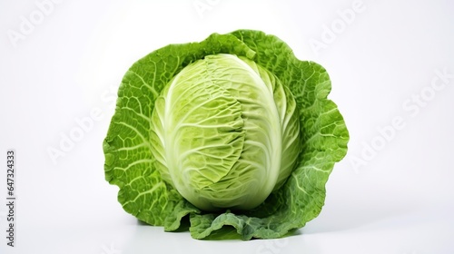 Green cabbage isolated white background. AI generated