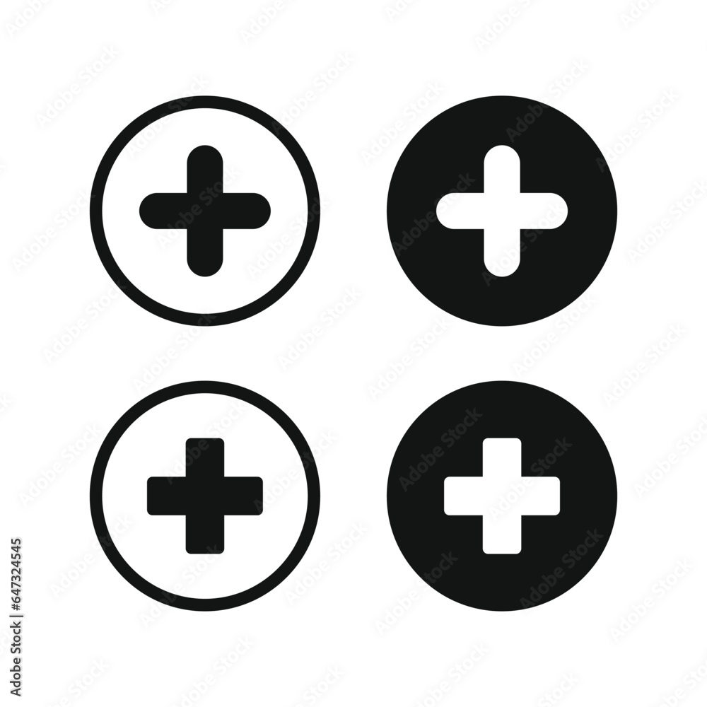 Plus icon vector. Add icon. Addition sign. Medical plus icon. Vector illustration Plus icon vector. Add icon. Addition sign. Medical plus icon. Vector illustration