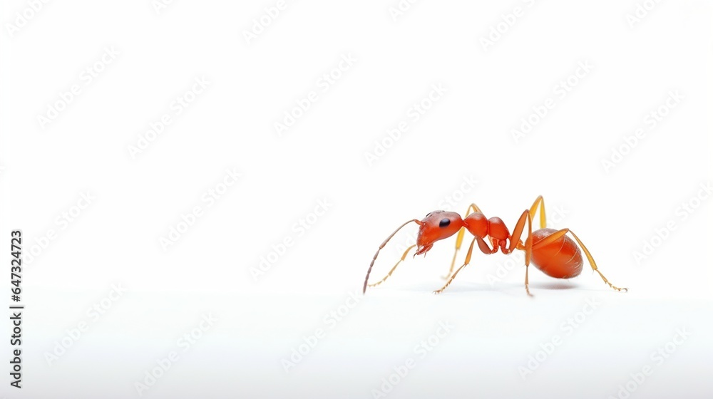 Fototapeta premium Isolated Red Ant white background. AI generated image