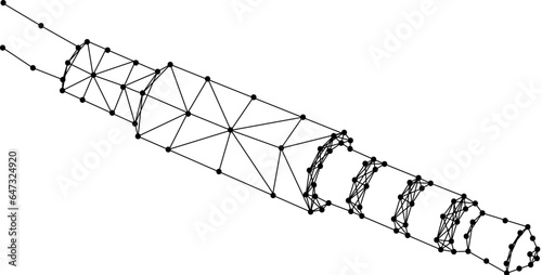 Trs minijack plug for analog audio signal transmission  from abstract futuristic polygonal black lines and dots